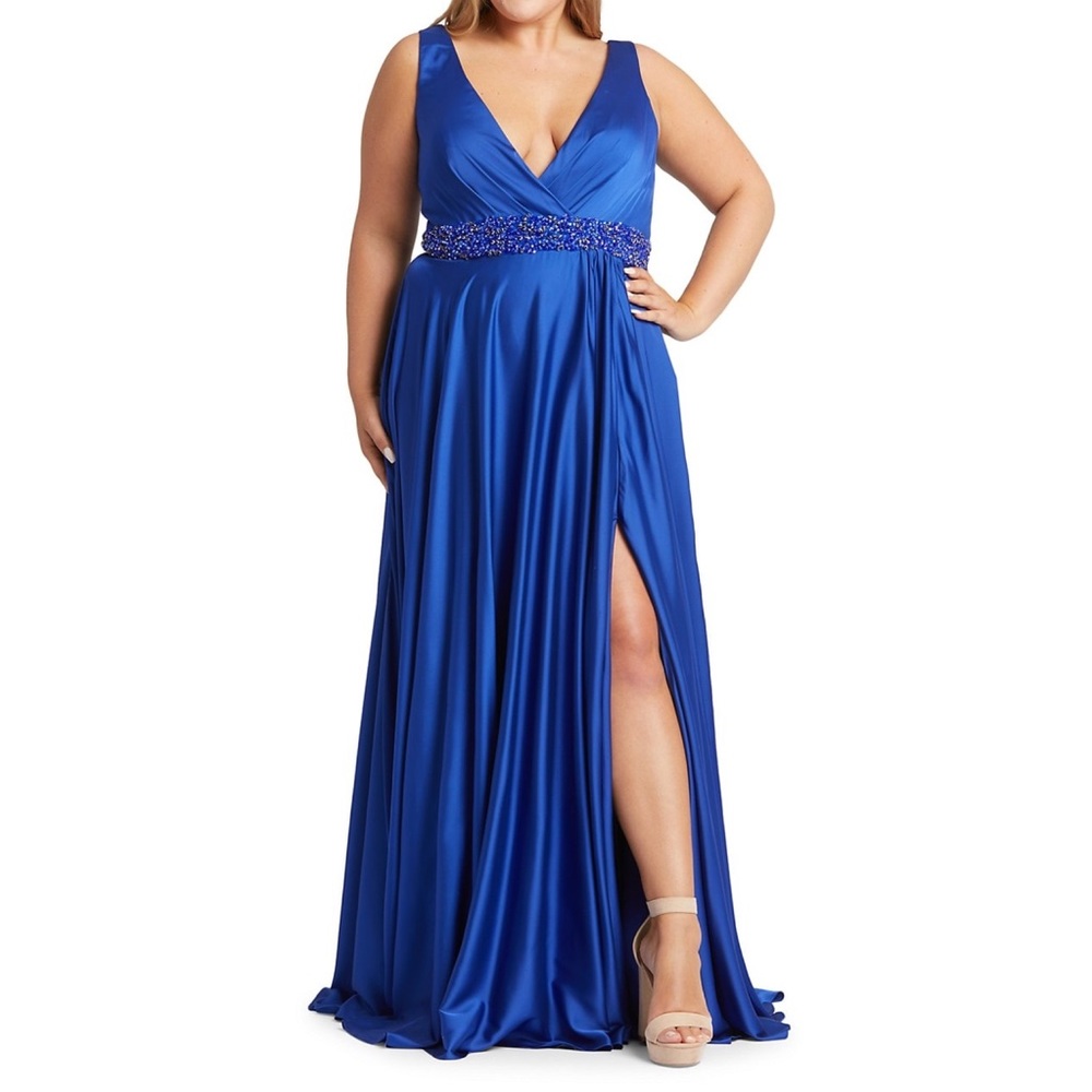 NWT Mac Duggal Formal with Slit (BLUE)